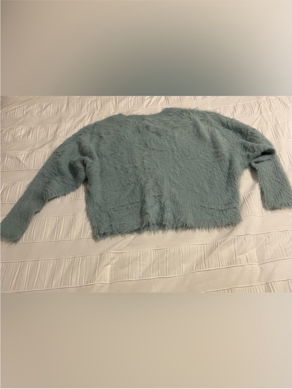 Soft Fuzzy Knit Cardigan XS Cozy Blue Sweater Lounge Lightweight